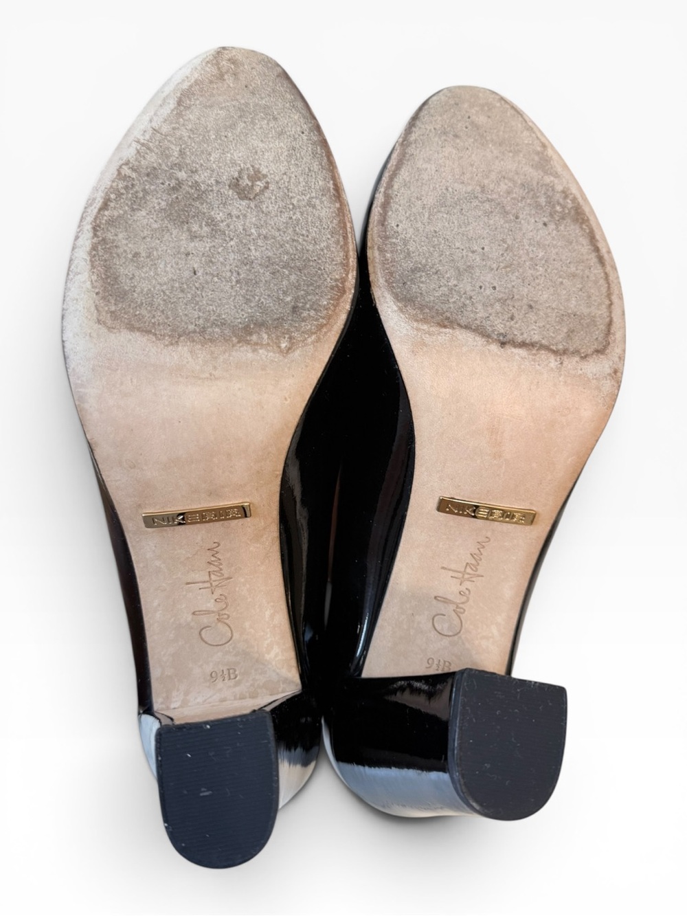 Cole Haan Ambrose Air Pumps Block Heel Patent Leather Black Size 9.5 B - Picture 7 of 10